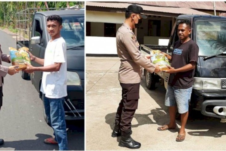 Lagi! Polisi Bagikan Sembako Kepada Para Sopir, Kapolres : Jangan Mudah Terprovokasi