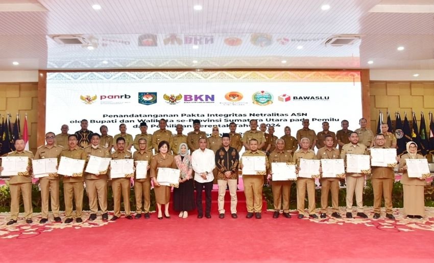 Bupati dan Walikota Tandatangan Pakta Integritas Netralitas, Gubernur Sumut Ingatkan Tugas Utama ASN