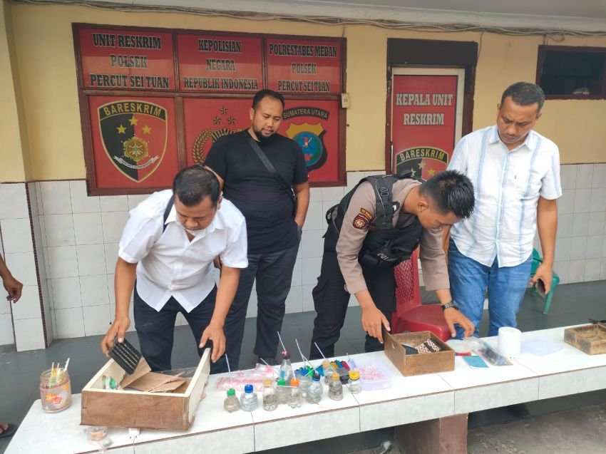 Polsek Percut Seituan Amankan Puluhan Alat Isap Sabu saat GKN di Jermal XV