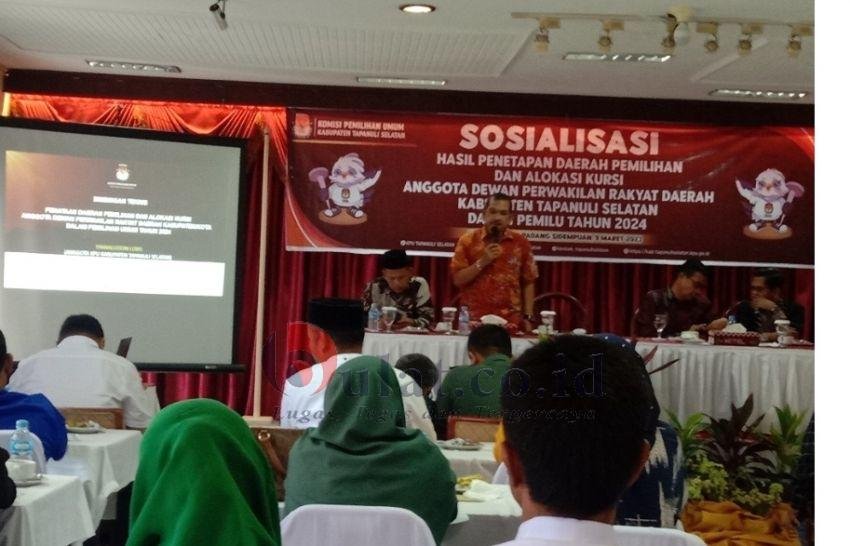 KPU Tapsel Lakukan Sosialisasi Penetapan Dapil dan Alokasi Anggota DPRD Pemilu 2024