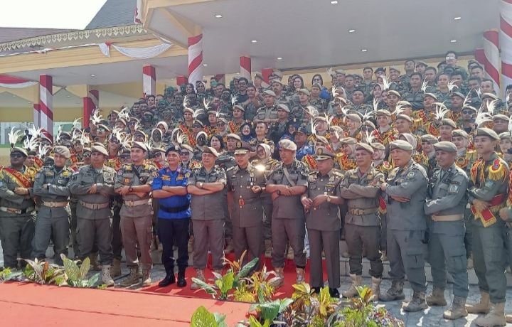 Gelar Upacara Bersama, Satpol PP, Satlinmas, Damkar Sukses Peringati HUT Secara Serentak