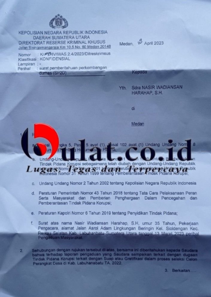 Dugaan Korupsi di Dinas PMD Labuhanbatu Memasuki Babak Baru, Laporan Dilimpahkan ke Polres Labuhanbatu