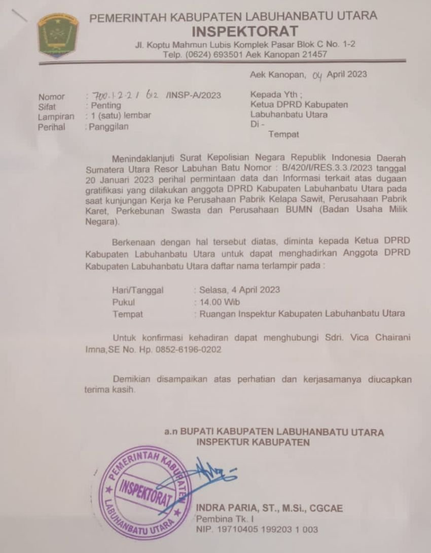 15 Oknum Anggota DPRD Labura Sidak Perusahaan, Ujungnya Diselidiki Polisi