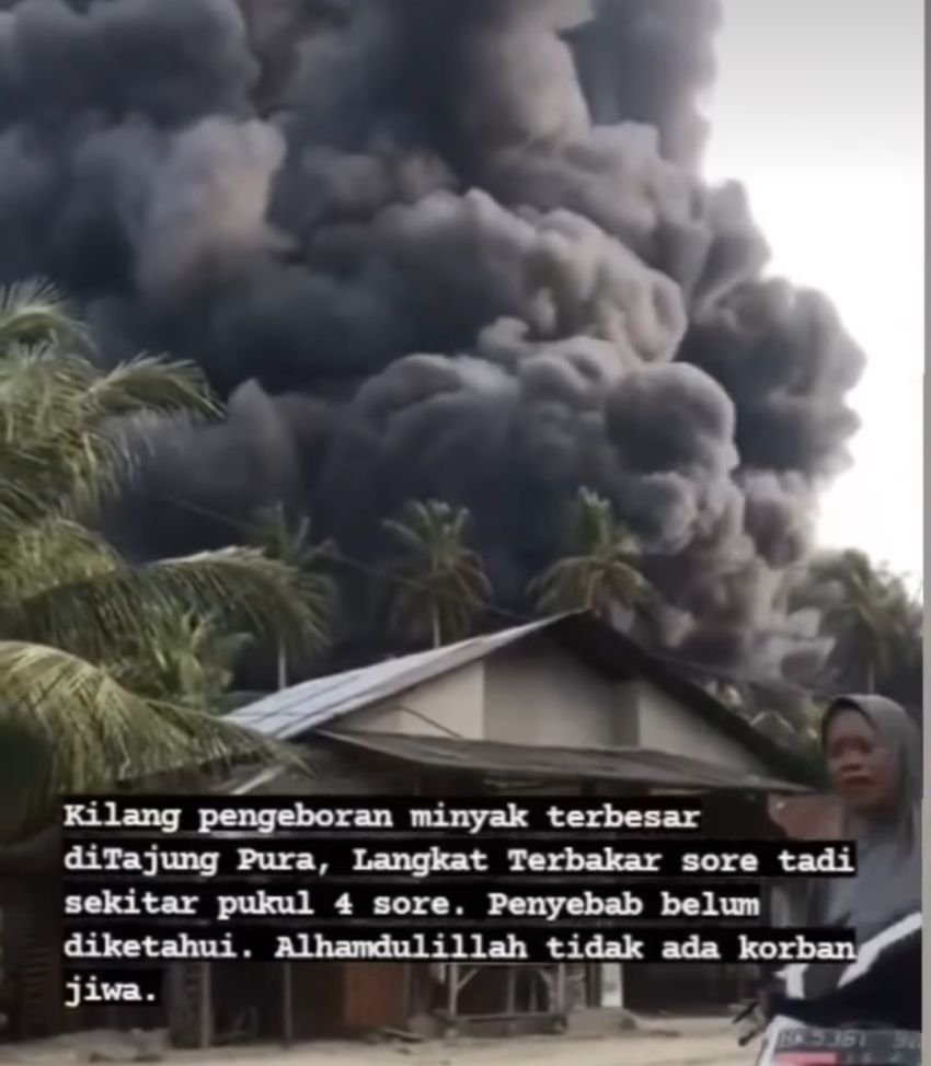 Dapur Penyulingan Minyak Mentah Ilegal di Tanjung Pura Langkat Terbakar