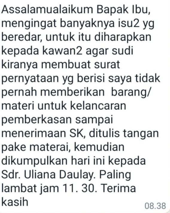 Beredar, Diduga Arahan ke 49 Guru P3K Sebelum Penuhi Undangan Kejari Padangsidimpuan