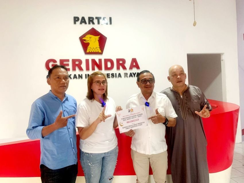 Dua hewan kurban kambing dari Gerindra Sumut diterima SMSI Sumut