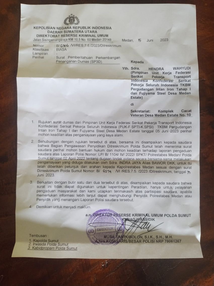 Setahun Laporan Ngendap Di Polrestabes, Ketua SPTI-SPSI Datangi Poldasu