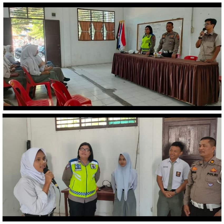 Gelar Police Goes To Scholl, Sat Lantas Polres Langkat Berikan Penyuluhan Tertib Lalulintas Kepada Siswa SMA
