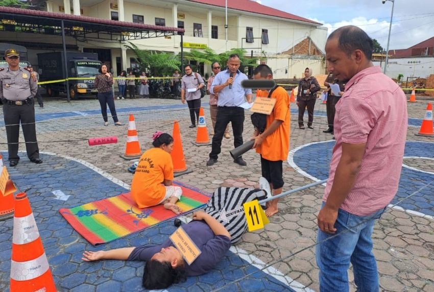 Polres Karo Gelar Rekonstruksi Pembunuhan dan Pencurian