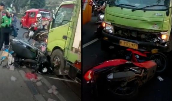 Lawan Arah, 7 Pemotor Ditabrak Truk di Lenteng Agung