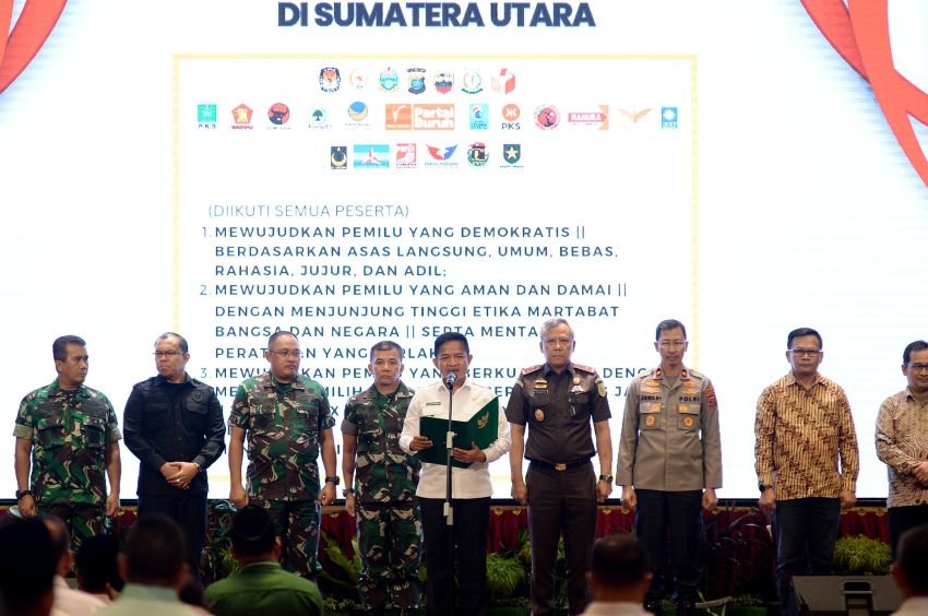 Deklarasi Pemilu Damai 2024 di Sumut, Pj Gubernur Sebut Potensi dan Pencegahan Kerawanan Pesta Demokrasi