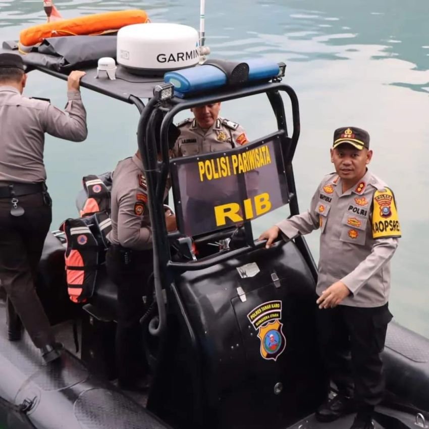 Kapolres Tanah Karo Uji Coba Kapal Patroli RIB