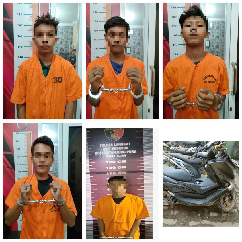 Lima Pelaku Curanmor Diringkus Sat Reskrim Polres Langkat