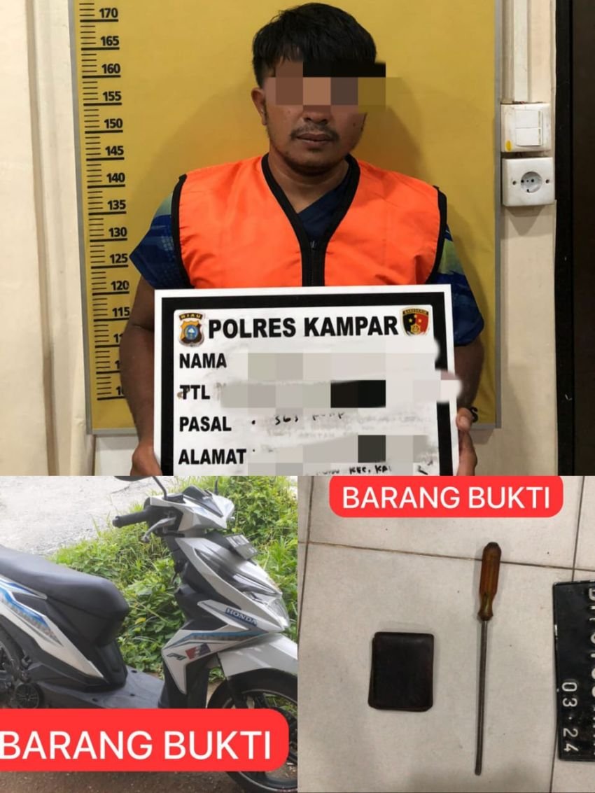 Curi Motor, Seorang Pria di Riau Dibekuk Tim Macan Polres Kampar Dirumahnya