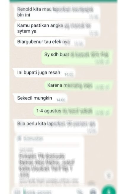 Beredar, Chat WA Dirut Hotel Local Collection Perintahkan Chief Accounting Palsukan Laporan Keuangan