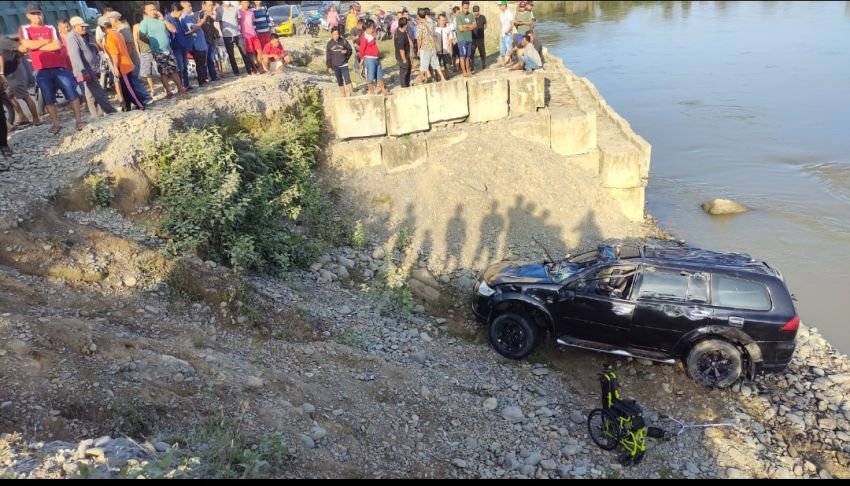 Pajero yang 'Nyemplung' Sungai di Langkat, Diduga Karena Sopir Mengantuk, Ini Kronologisnya