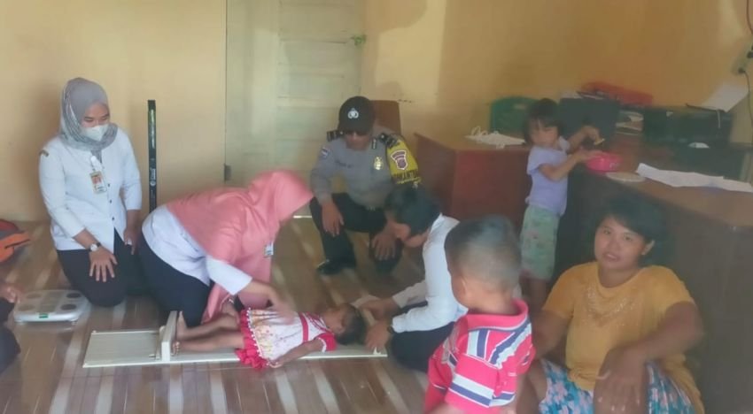 Libatkan Puskesmas dan Pemerintahan Desa, Polsek Bilah Hulu Lakukan Percepatan dan Antisipasi Stunting