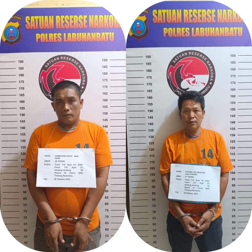 Ungkap Kasus Narkotika, Satres Narkoba Polres Labuhanbatu Tangkap 2 Tersangka Sabu