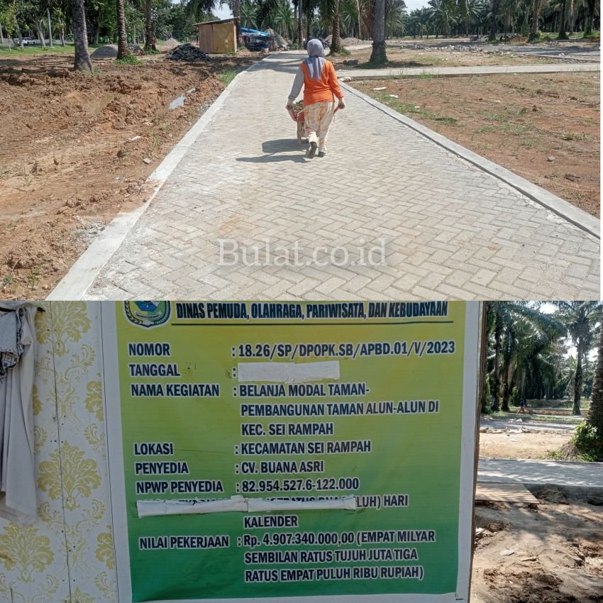 Proyek pembangunan Taman Alun-alun Sergai Diduga Asal Jadi dan Didenda Keterlambatan Pengerjaan