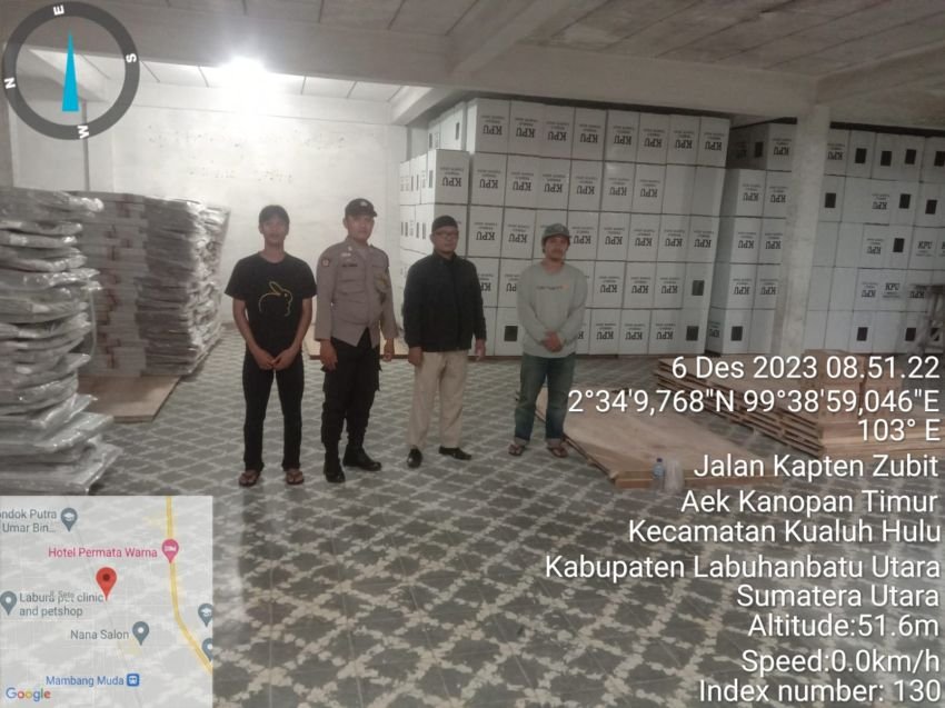 Polres Labuhanbatu Lakukan Pengamanan Gudang Logistik Pemilu di Labura