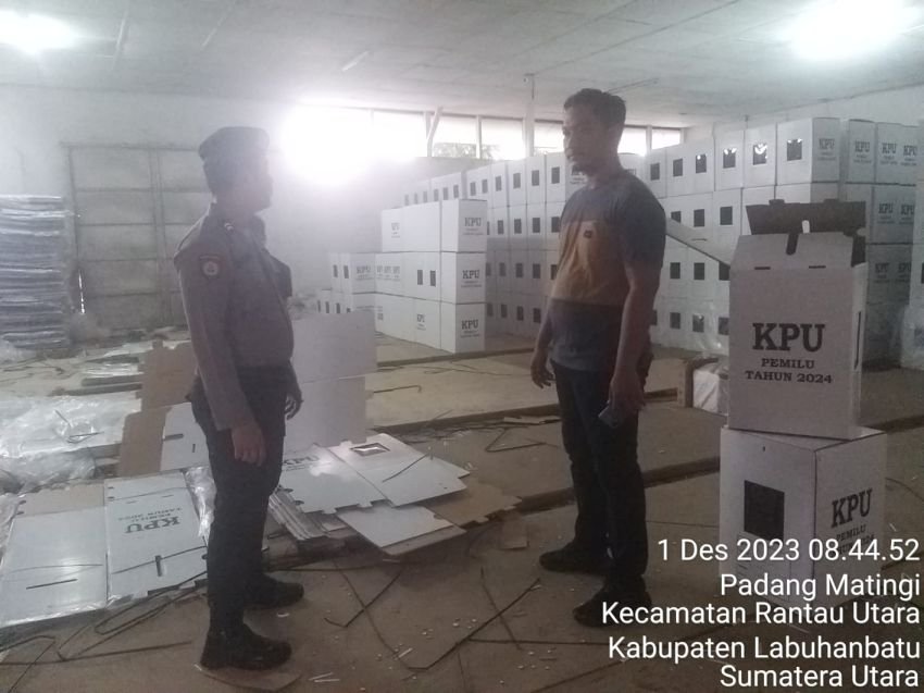 Sukseskan Pemilu, Polres Labuhanbatu Terus Lakukan Pengamanan Gudang Logistik KPU