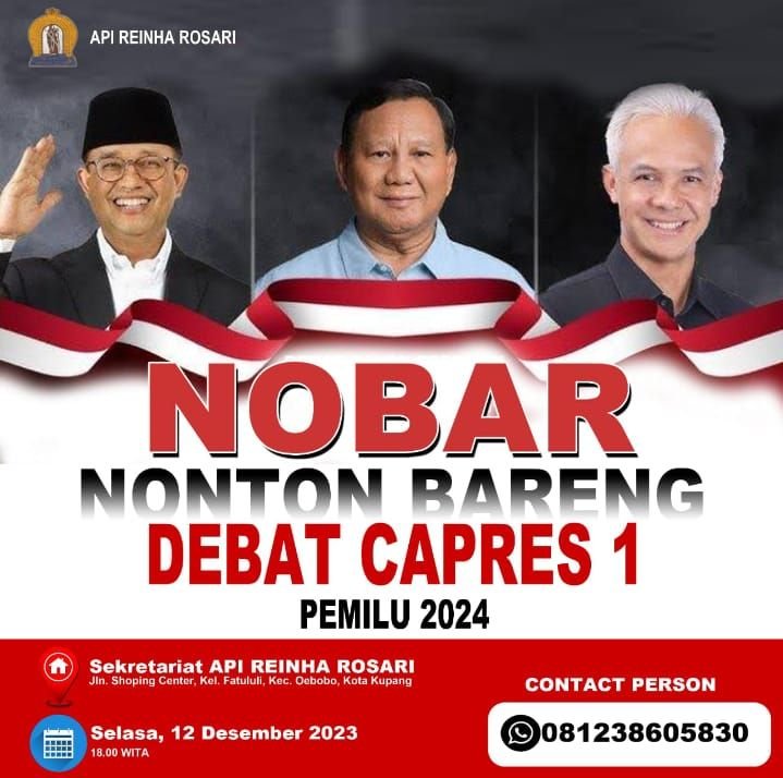 API Reinha Rosari Gelar Nobar Debat Perdana Capres