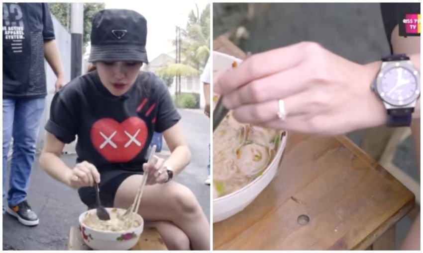 Makan Bakso di Pinggir Jalan, Jam Tangan Ayu Ting Ting Curi Perhatian