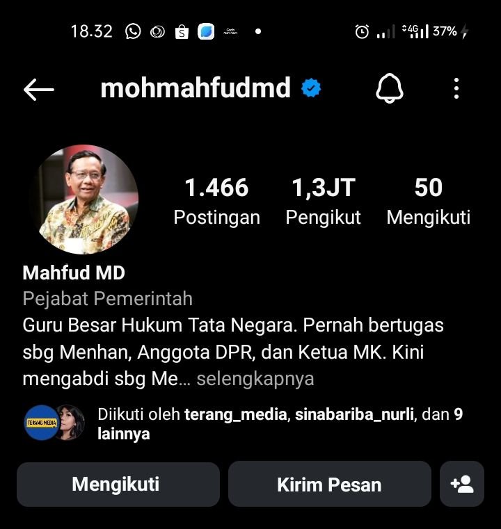 Akun Instagram Mahfud MD Sempat Diretas, Muncul Video Tentara Israel sedang Asik Main Bola