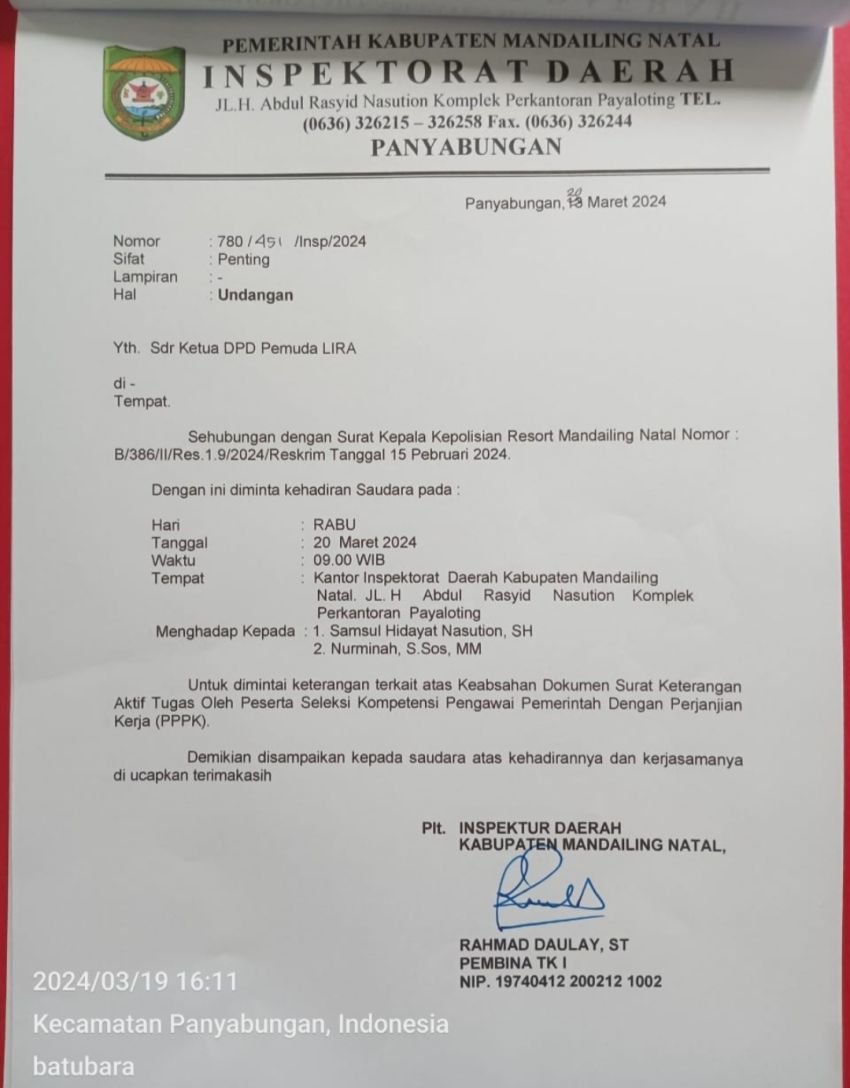 Terkait dr. AK, Hari Ini Ketua DPD LIRA Dipanggil Inspektorat