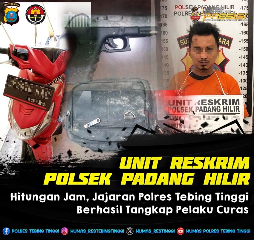 Hitungan Jam,  Polres Tebingtinggi Berhasil Tangkap Pelaku Curas Gunakan Airsoft Gun