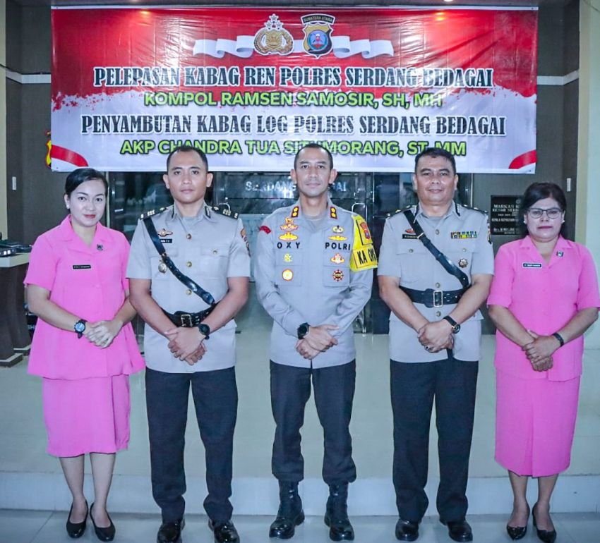 Kapolres Sergai Pimpin Penyerahan Tugas Kabag Ren dan Lantik Kabag Log