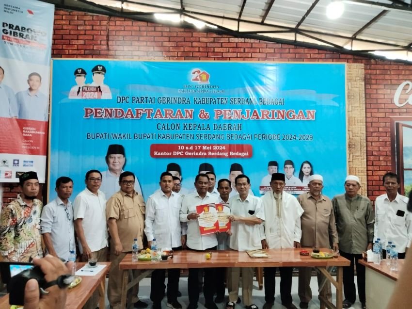 Pasangan Dambaan Daftar ke DPC Gerindra Sergai, Gerindra 'Sodorkan' Kader sebagai Cawabup
