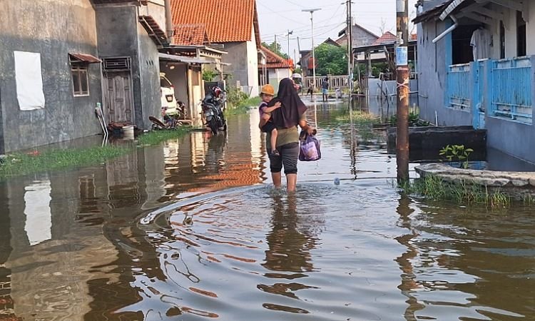 Gelombang Air Laut Genangi Pemukiman Penduduk Desa Blendung Pemalang
