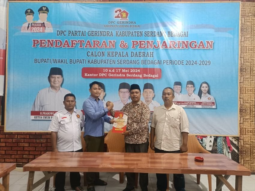 Setelah Demokrat dan PAN, Taufik Kurrahman Daftar Bacalon Bupati di DPC Gerindra Sergai