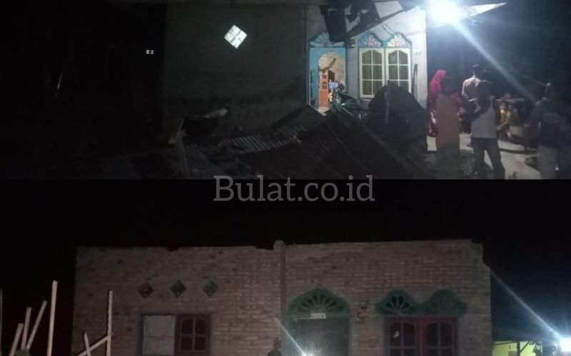Dua Unit Rumah Warga Desa Paya Lombang 'Disapu' Angin Puting Beliung, Seng Terbang