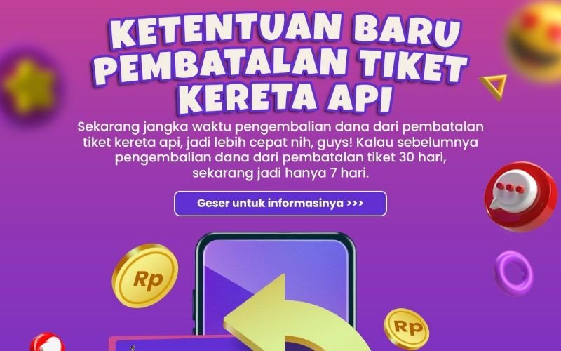Info Penting ! Ini Aturan Terbaru Pengembalian Dana Pembatalan Tiket Kereta Api, Jangan Lewat 7 Hari