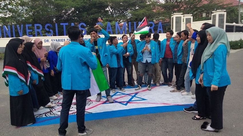 Mahasiswa Universitas Samudra Gelar Aksi Damai, Kecam Pembantaian Masyarakat Sipil di Rafa