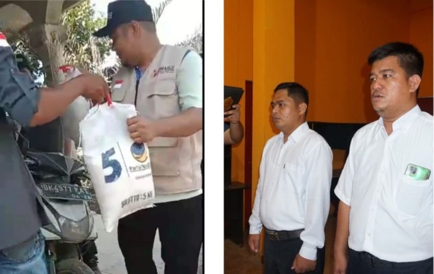 Bawaslu Langkat Lantik Dua Panwaslu Hinai Diduga Penerima Beras Berlogo Parpol