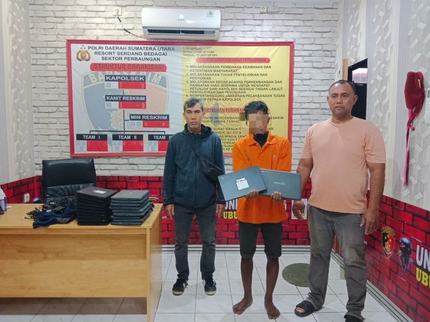 Pria asal Aceh Curi Puluhan Chromebook Milik Sekolah Diringkus Polsek Perbaungan