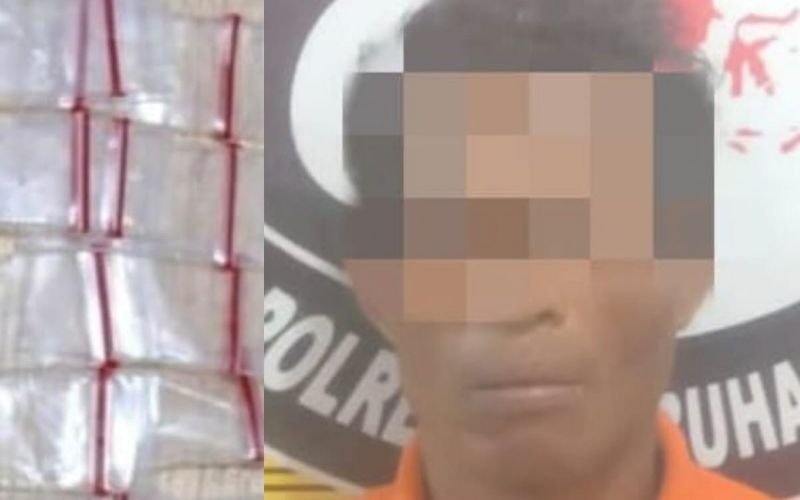 Seorang Pria Ditangkap di Kelurahan Terjun dengan Sangkaan Pengedar Sabu-Sabu dan Dihadiahi Kaos Orange Polres Belawan