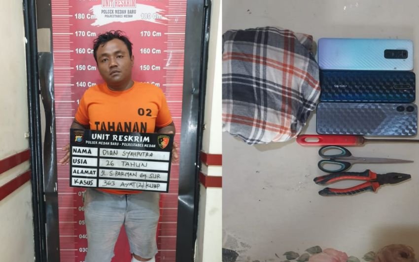 Unit Reskrim Polsek Medan Baru Tembak Kedua Kaki Pelaku Bongkar Toko Ponsel
