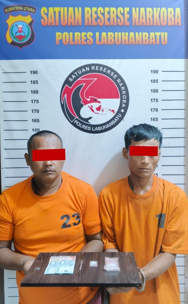 Polres Labuhanbatu Ringkus Dua Pria Pengedar Sabu di Kualuh Selatan