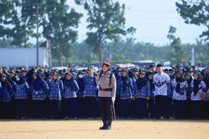 Catat Sejarah, IPDA Irda Mustika Komandan Upacara HUT ke-80 RI di Labura