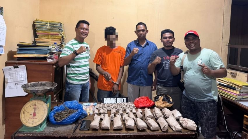 Polsek Bilah Hilir Amankan Ganja Kering 1.238 Gram dari Seorang Pengedar