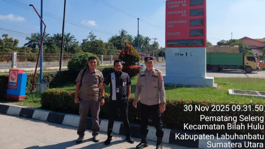 Pastikan Ketersediaan BBM Aman, Polsek Bilah Hulu Monitoring SPBU di Wilayah Hukumnya