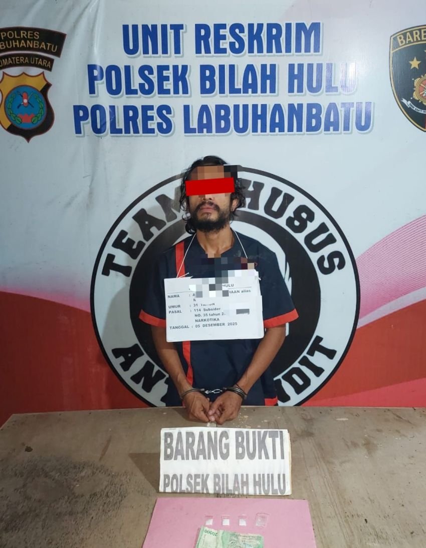 Simpan Sabu dalam Lipatan Uang, Pencuri Sawit Diamankan Polsek Bilah Hulu