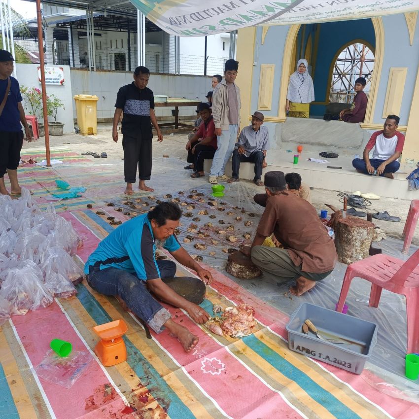 Warga Gampong Teungoh Sembelih 29 Sapi dan 9 Kambing pada Idul Adha Tahun Ini