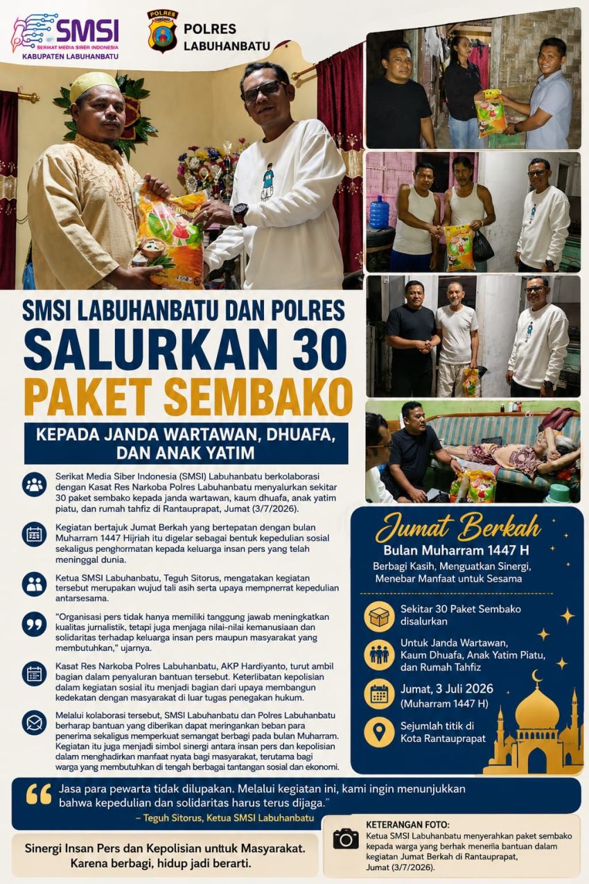 SMSI Labuhanbatu Gandeng Polres Berbagi di Jumat Berkah